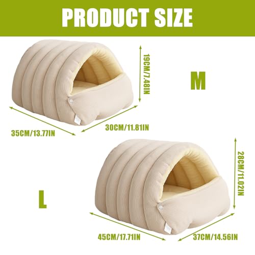 Washable Enclosed Cats House With Removable Cover Soft Plush Bed For Stress Relief Antislip Base Indoor Pet Furniture Portable Cozy Cats Bed