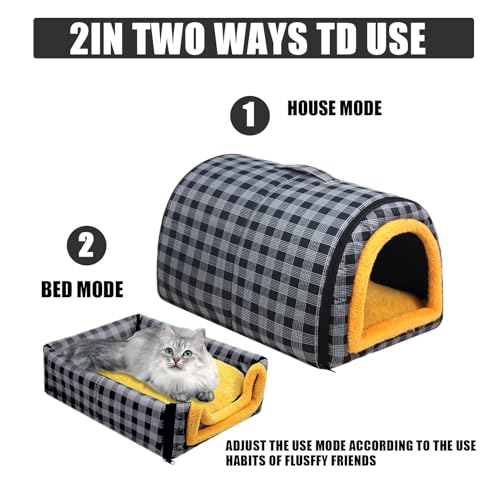 Indoor Cat Bed,Indoor Cats Dogs Convertible House - Winter Summer Waterproof Furniture Animals Cave for Travel Home Shelter Small Medium Large Breeds