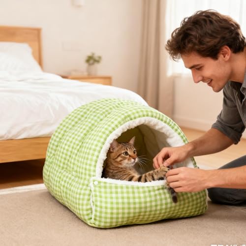 Indoor Cat House | Warm Comfortable Removable | Pet House Cat Sleeping Bed,for Playing Resting Napping Courtyard Balcony Backyard Living Room
