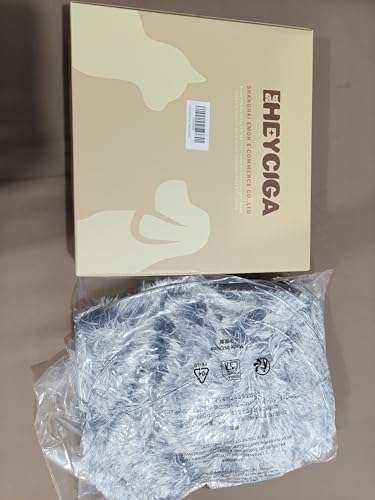 Trelsanopaws Medium Calming Dog Bed - Fluffy Anti-Anxiety Cushion with Anti-Slip Bottom (75 x 50 x 7.5 cm, Grey)