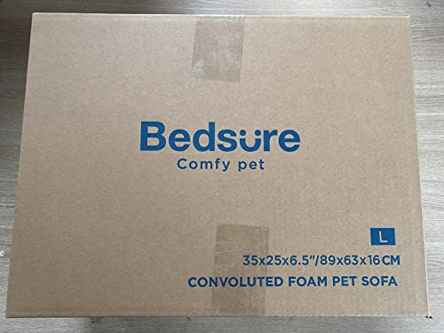 Trelsanopaws Large Dog Bed Sofa - Washable Orthopedic Bed with Removable Flannel Cover & U-Shape Bolster (89 x 63 x 16 cm, Grey)