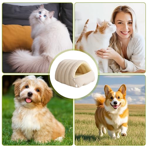 Washable Enclosed Cats House With Removable Cover Soft Plush Bed For Stress Relief Antislip Base Indoor Pet Furniture Portable Cozy Cats Bed