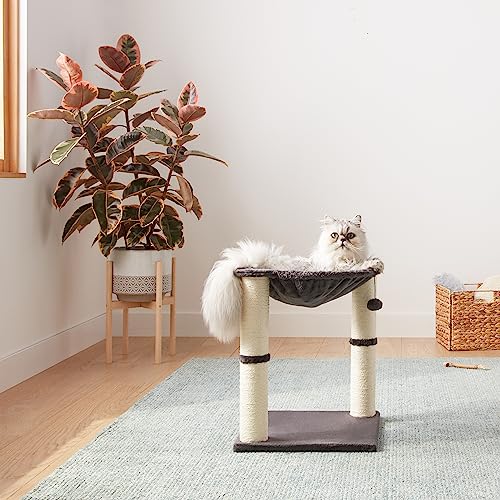 Trelsanopaws Cat Tree Tower - Scratching Post & Hammock Bed for Indoor Cats (16 x 20 x 16 inches, Grey)