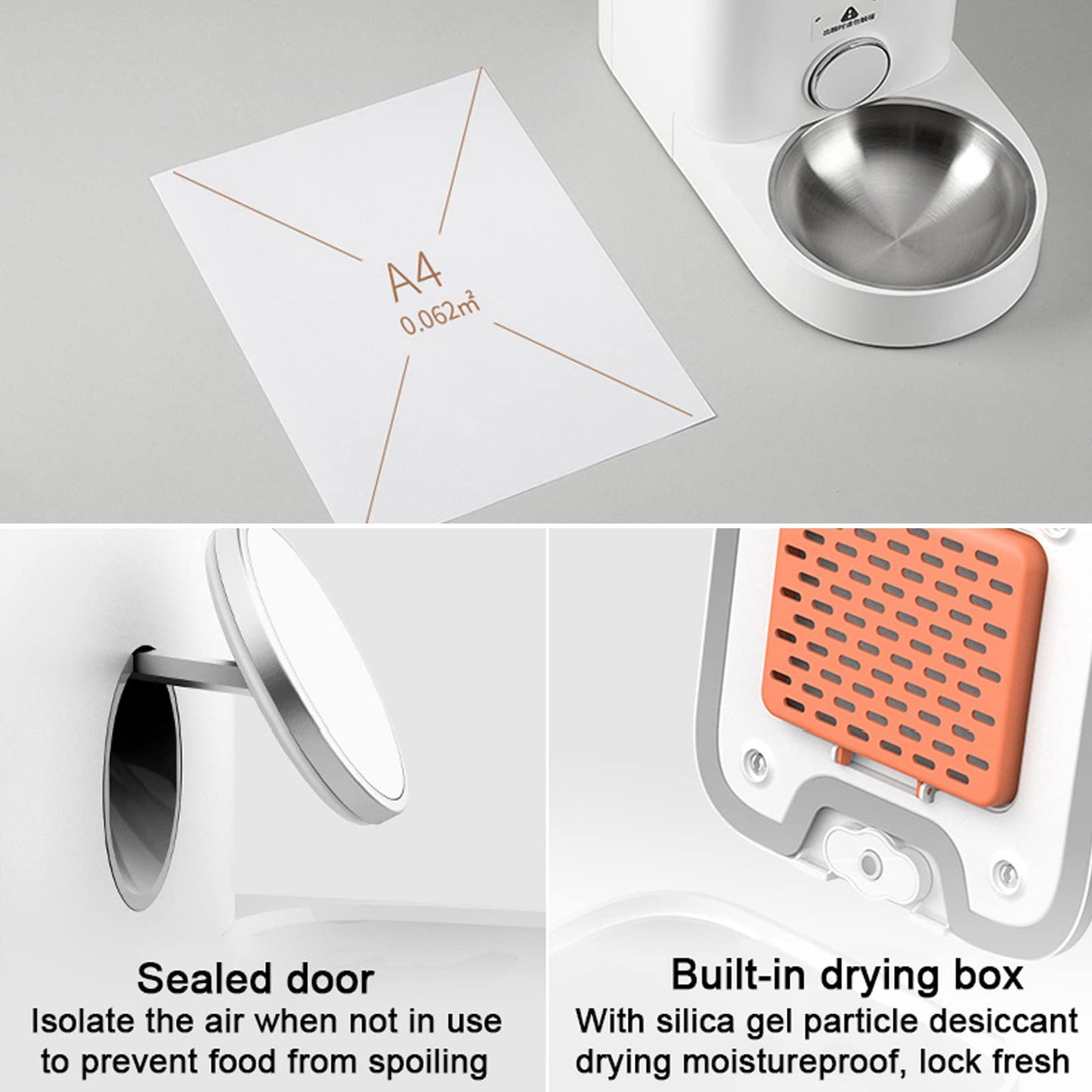 Automatic Cat Dog Feeder App Control, Auto Dog Food Dispenser with Portion Control, Cat Dry Food Dispenser with Magnet Adsorption Stainless Steel Bowl for Small Medium Cats and Dogs,White