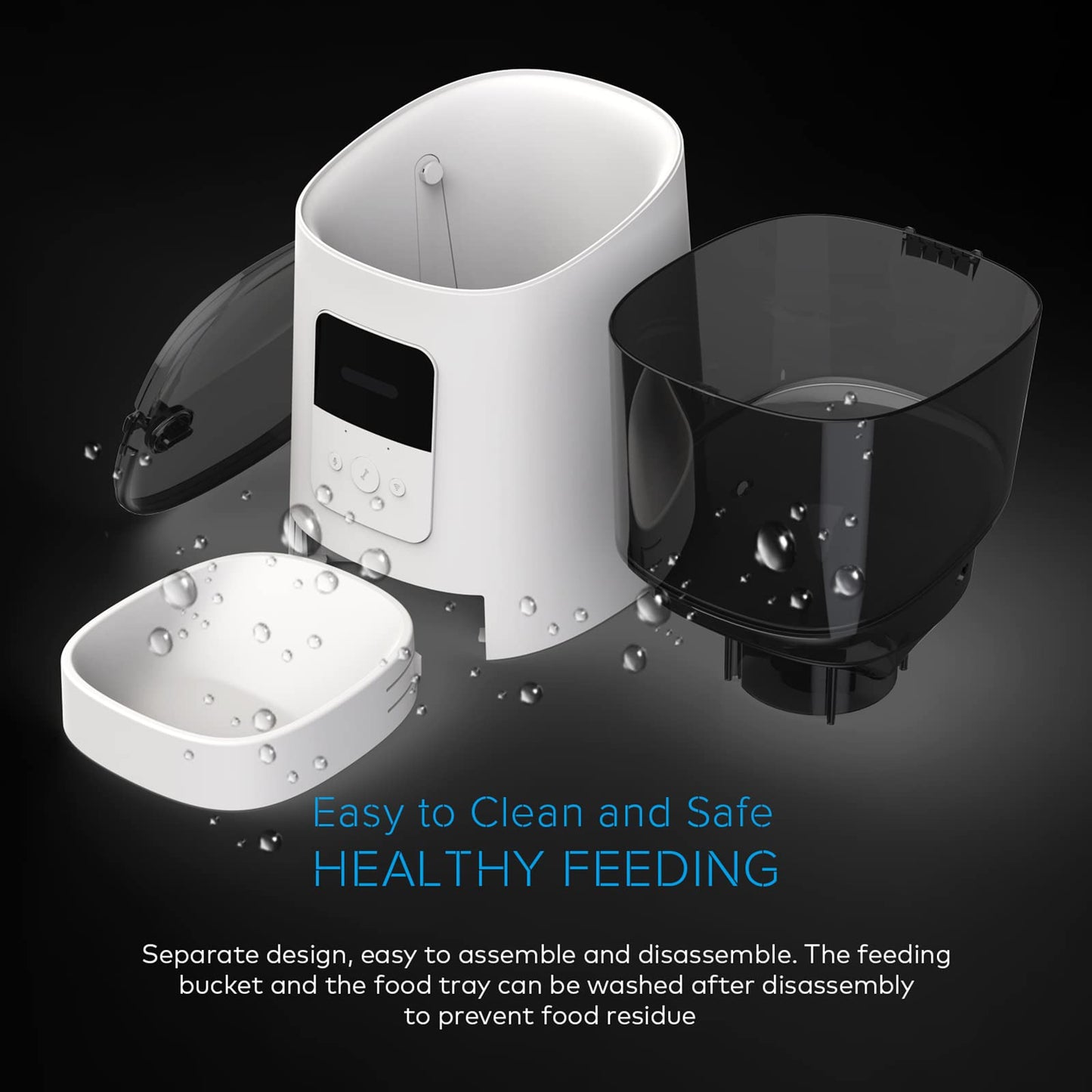 6L Automatic Cat Dog Feeder, Auto Dog Food Dispenser with Portion Control, Cat Dry Food Dispenser with Voice Recorder Up to 15 Meals per Day, Dual Power,Black