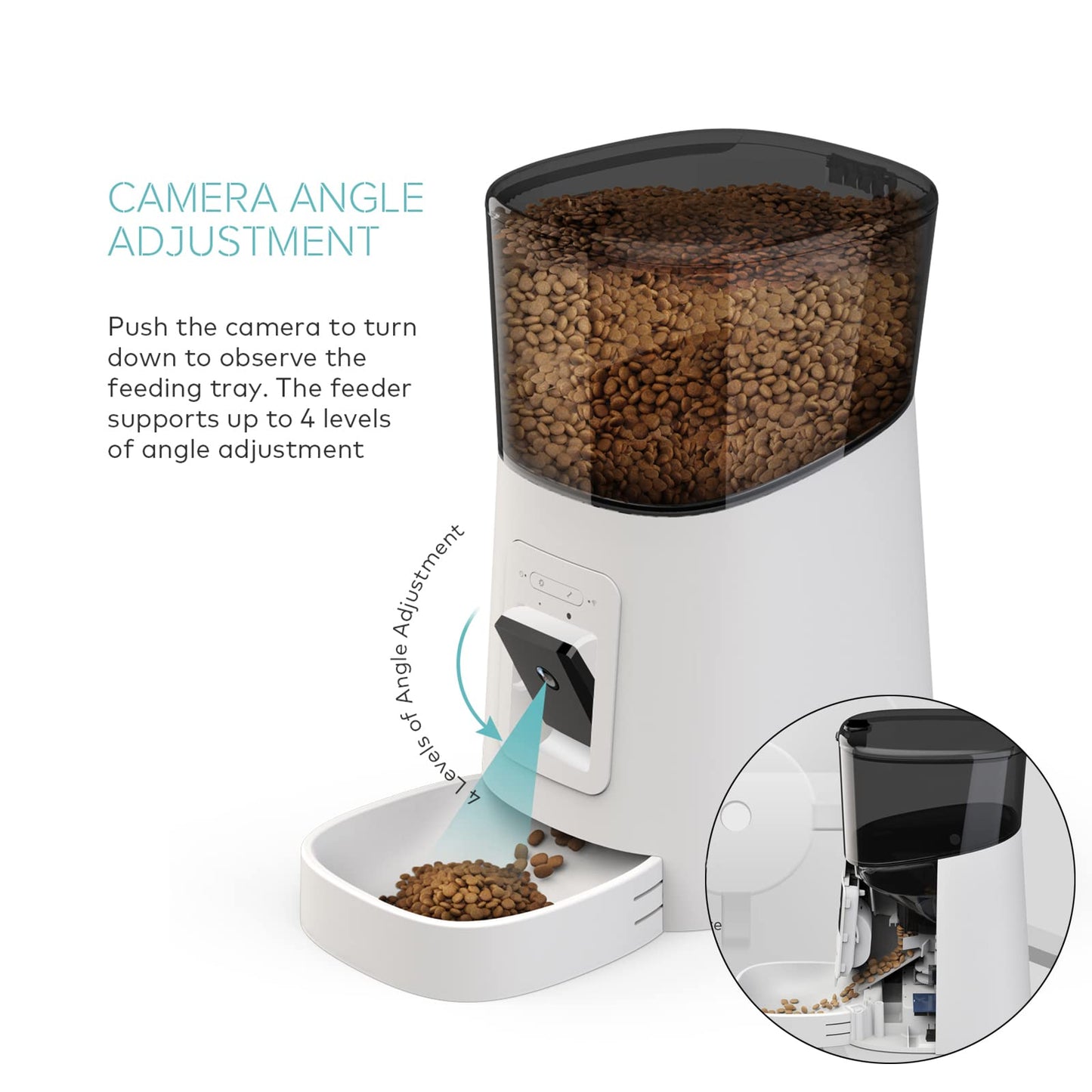 6L Automatic Cat Dog Feeder, Auto Dog Food Dispenser with Portion Control, Cat Dry Food Dispenser with Voice Recorder Up to 15 Meals per Day, Dual Power,Black