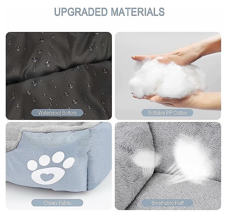 Trelsanopaws Soft & Fluffy Pet Bed - Anti-Anxiety Washable Bed for Dogs & Cats with Non-Slip Base (Large, Grey)