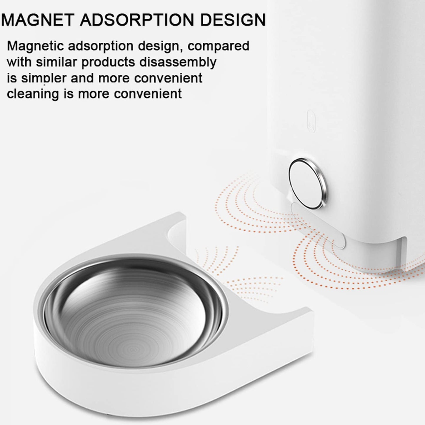 Automatic Cat Dog Feeder App Control, Auto Dog Food Dispenser with Portion Control, Cat Dry Food Dispenser with Magnet Adsorption Stainless Steel Bowl for Small Medium Cats and Dogs,White