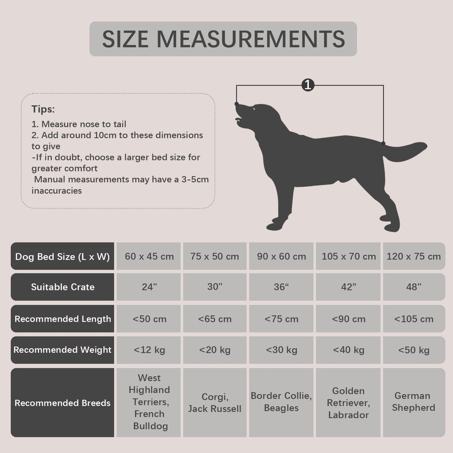 Trelsanopaws Large Dog Bed - Washable Calming Fluffy Dog Mattress with Anti-Slip Bottom (90 x 60 x 8 cm)