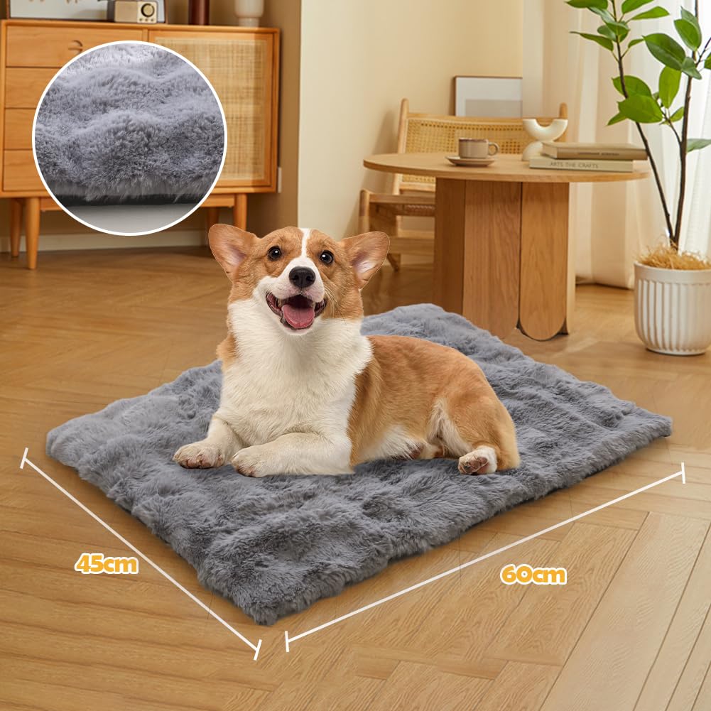 Trelsanopaws Self-Heating Cat Bed Pad - Fluffy Washable Pet Blanket for Indoor Cats & Puppies (45 x 60 cm, Grey)