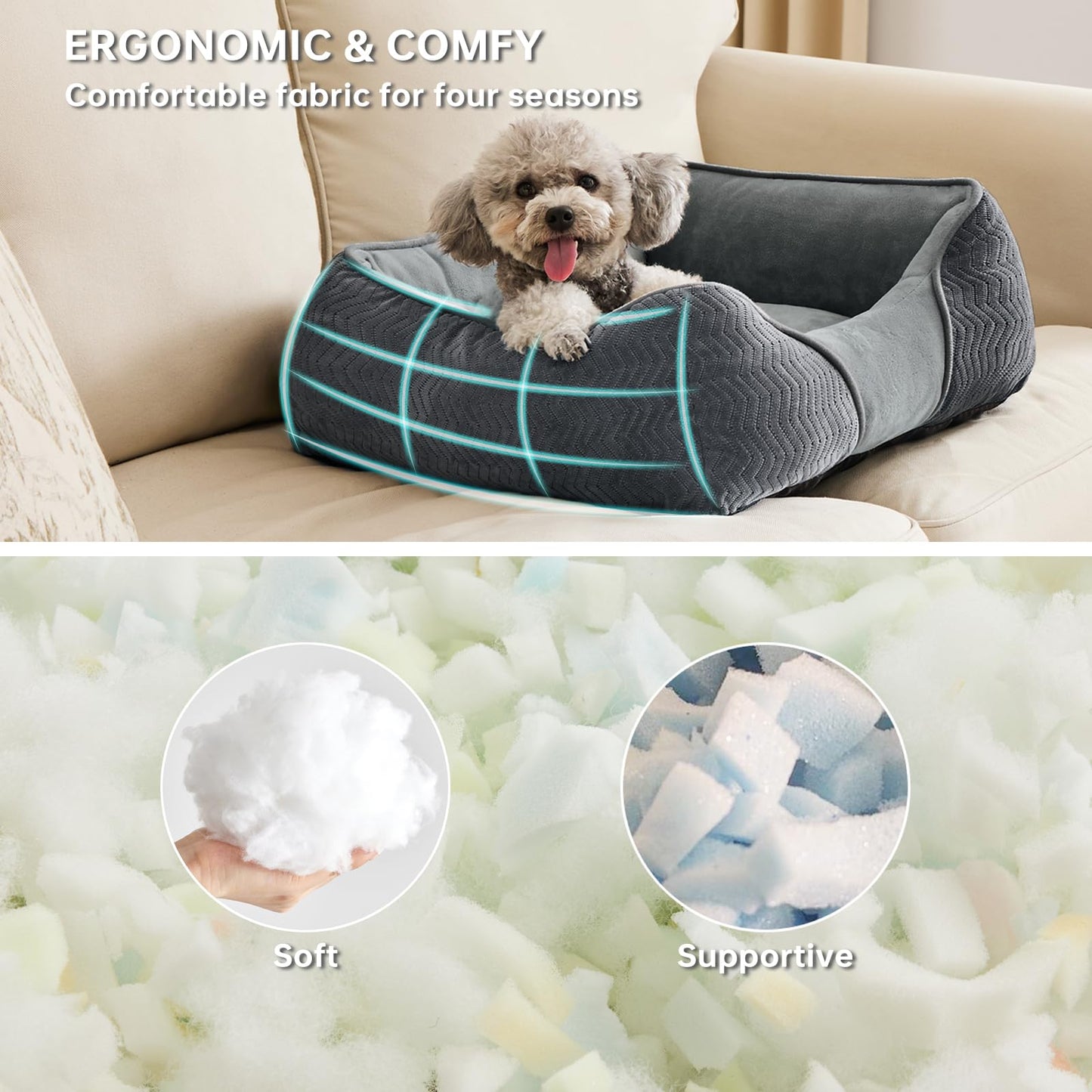 Trelsanopaws Extra Large Dog Bed - Washable Memory Foam & High Rebound Cotton, Supports Head/Neck/Spine (90 x 65 x 23 cm, for 40kg Dogs)