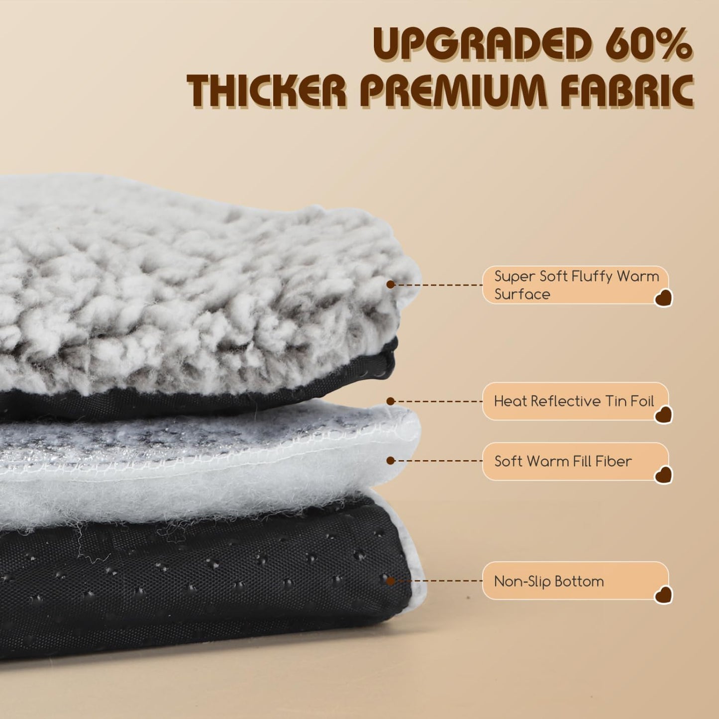 Trelsanopaws Self-Heating Cat & Dog Bed - Soft Warm Thermal Pet Pad, Washable Cushion (50 x 40 cm)