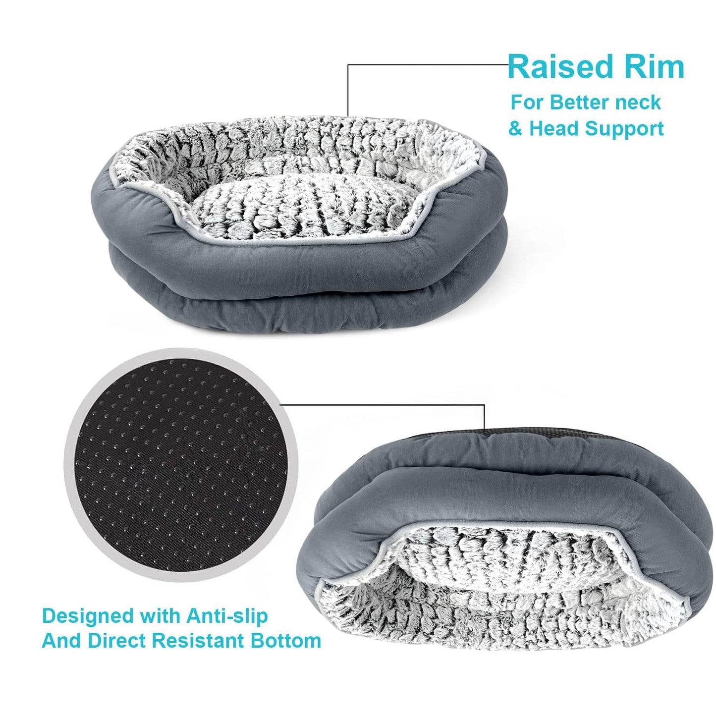 Trelsanopaws Calming Pet Bed - Soft Plush Anti-Anxiety Bed, Machine Washable (Medium)