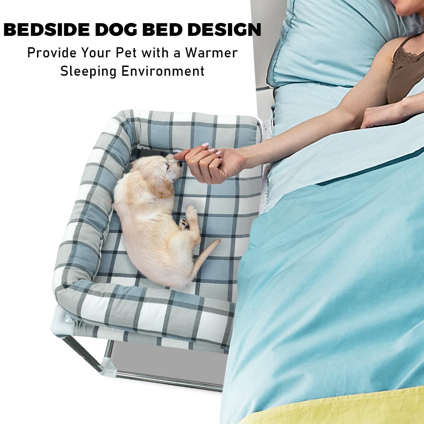 Trelsanopaws Bedside Cosleeper Dog Bed with Pillow Extension - Raised Pet Bed with Window Perch