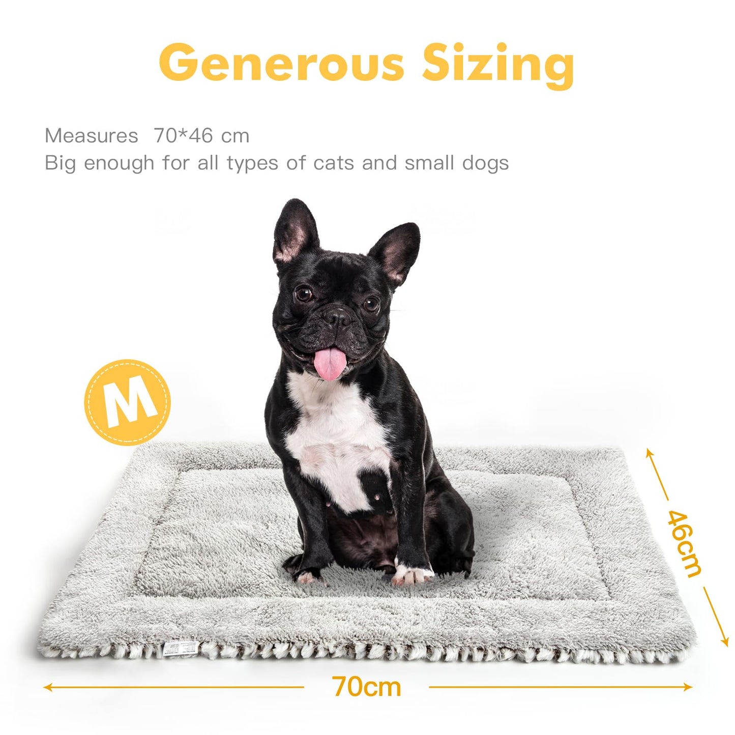 Trelsanopaws Self-Heating Cat Bed - Washable Electric-Free Thermal Blanket & Reversible Pet Mat (70 x 47 cm)