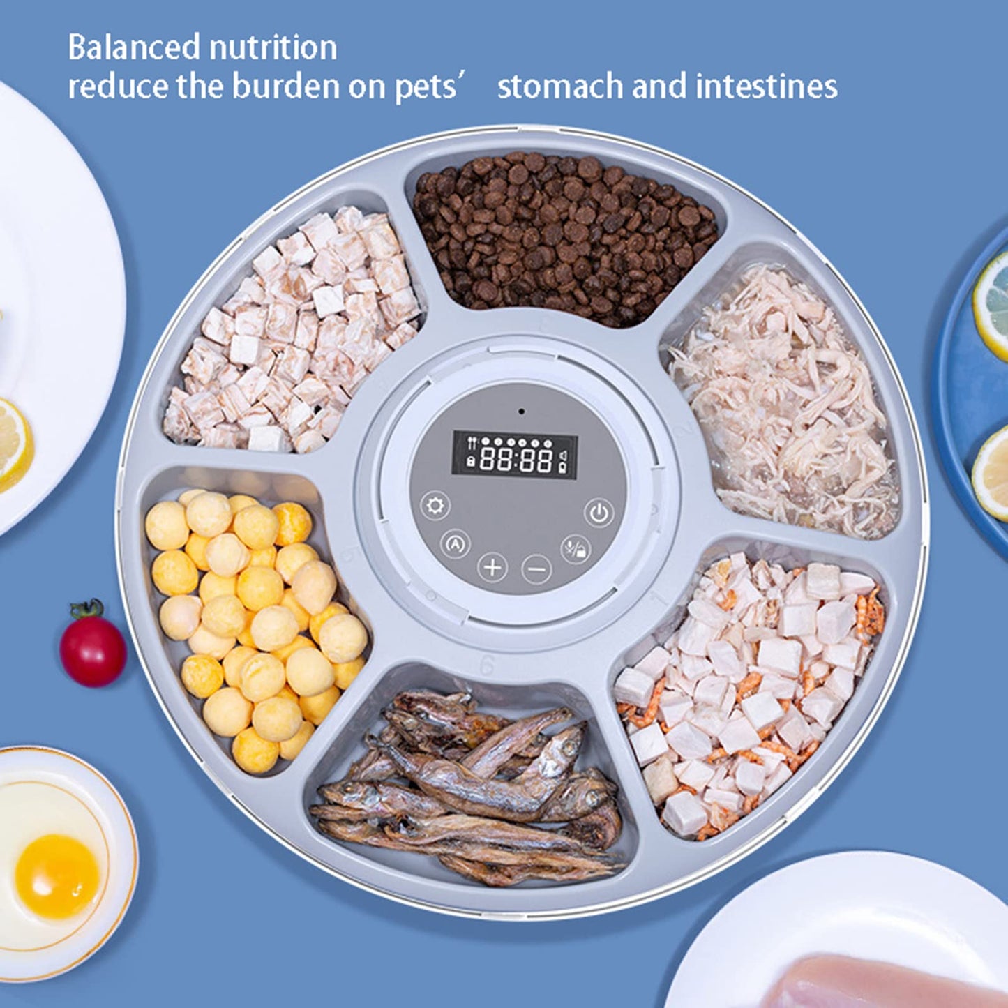 Foern 6 Meal Automatic Cat Dog Feeder, Wet & Dry Food Pet Feeder with Programmable Timer, Auto Dispenser for Small Pets, White
