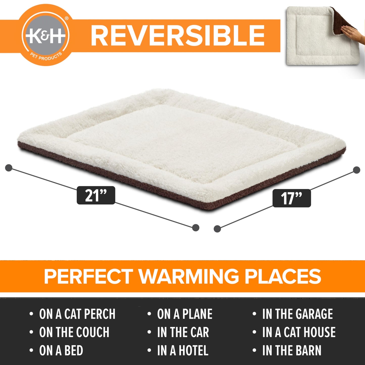Trelsanopaws Self-Warming Pet Pad - Thermal Cat & Dog Bed Mat (53.3 x 43.18 cm, Oatmeal/Chocolate)