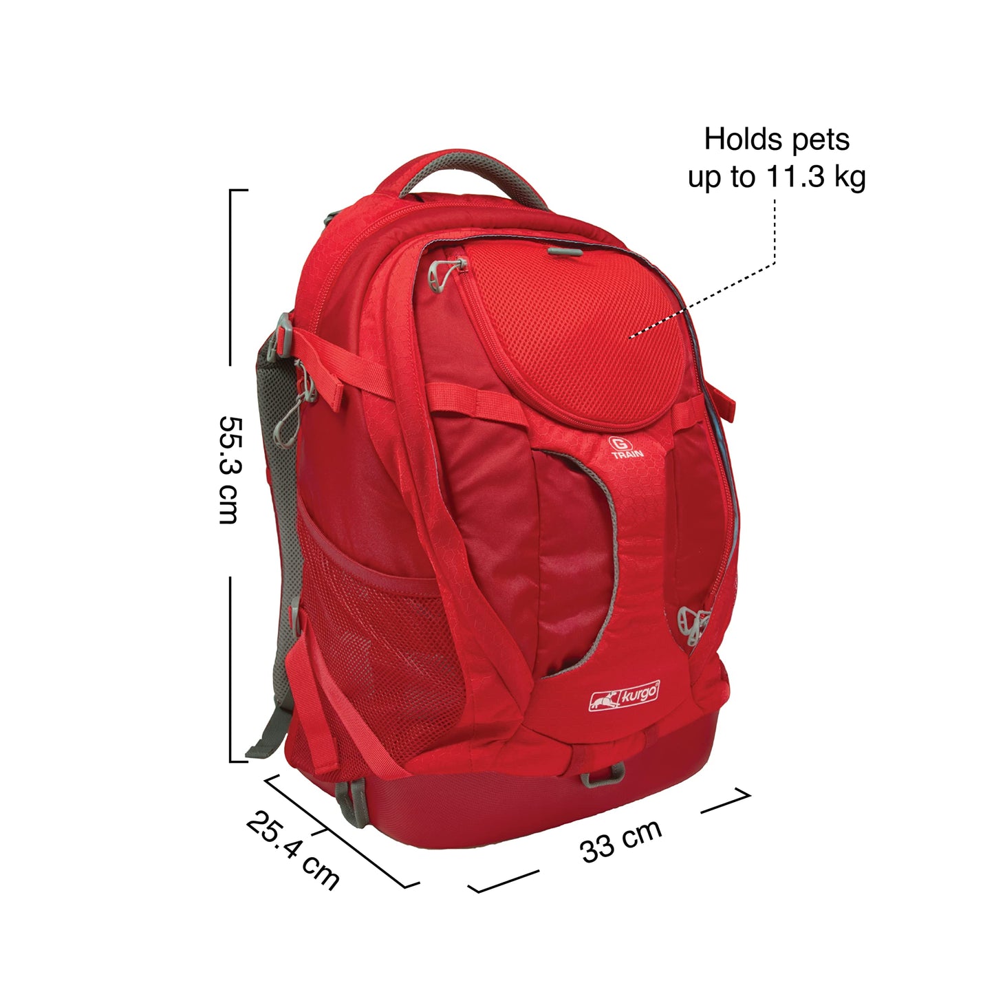 Kurgo G-Train K9 Pack, Carrier Backpack for Small Dogs and Cats, Ideal for Hiking or Travel, Waterproof Bottom, Black