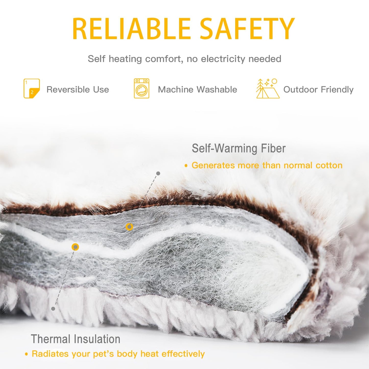 Trelsanopaws Self-Heating Cat Bed - Washable Electric-Free Thermal Blanket & Reversible Pet Mat (70 x 47 cm)