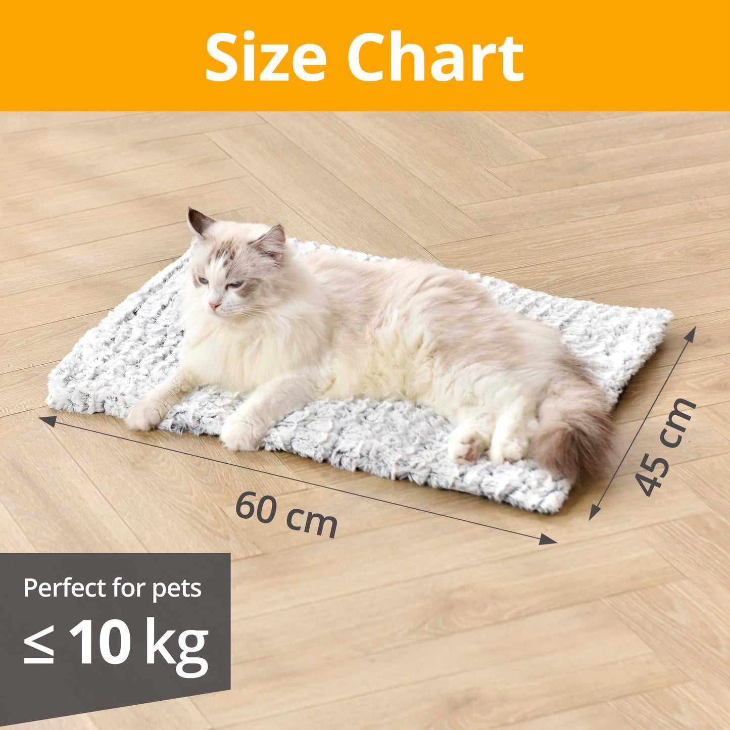 Trelsanopaws Self-Heating Pet Pad - Electric-Free Heated Mat for Cats & Dogs, Machine Washable (60 x 45 cm)