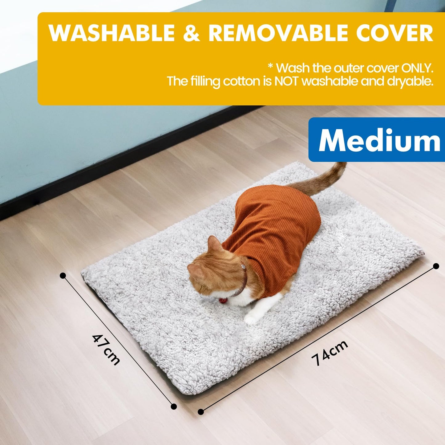 Trelsanopaws Self-Heating Cat Bed - Electric-Free Heated Blanket & Warming Pet Pad, Non-Slip (74 x 47 cm)