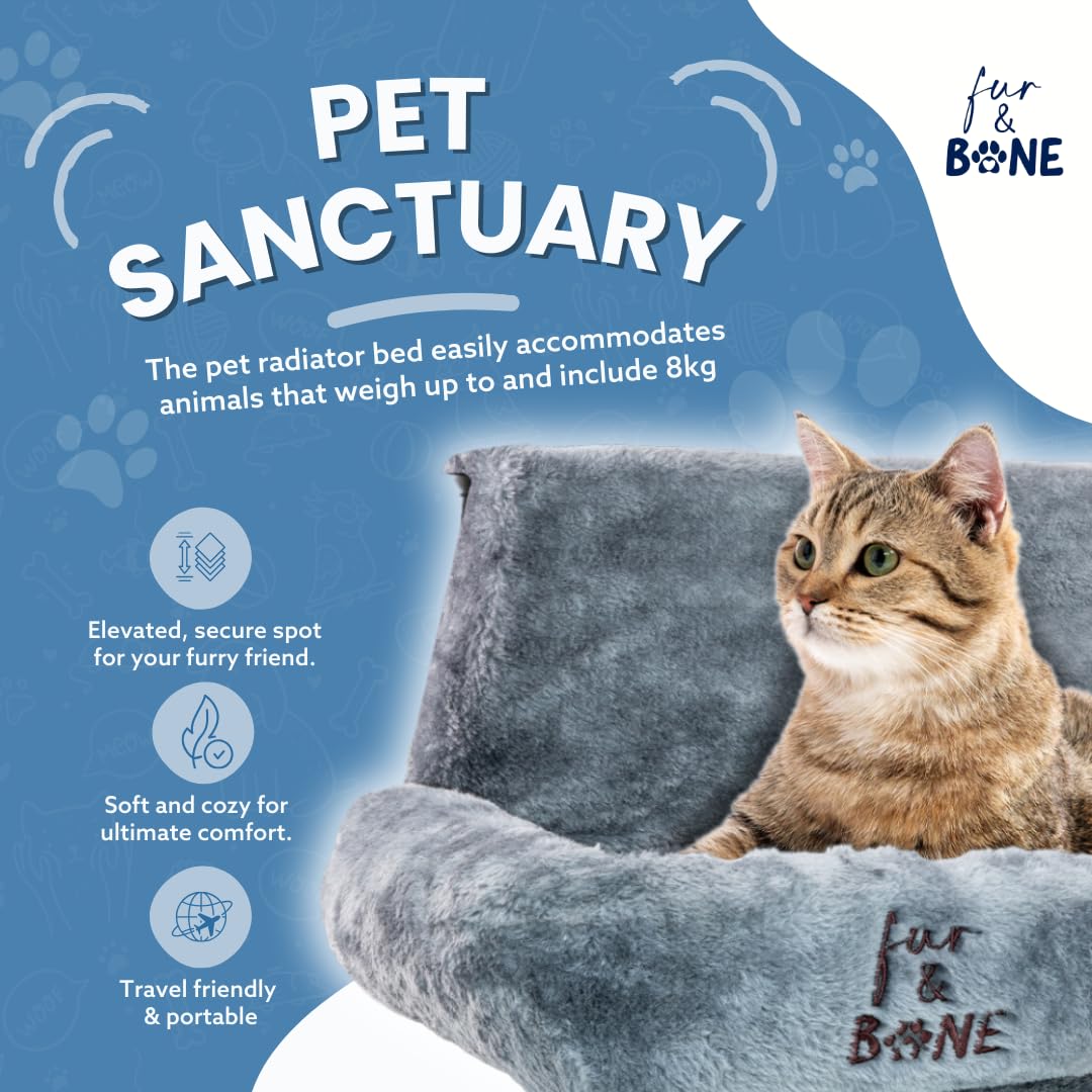 Trelsanopaws Cat Radiator Bed - Warm Fleece Hammock with Washable Cover for Indoor Cats (50 x 43 x 26 cm)