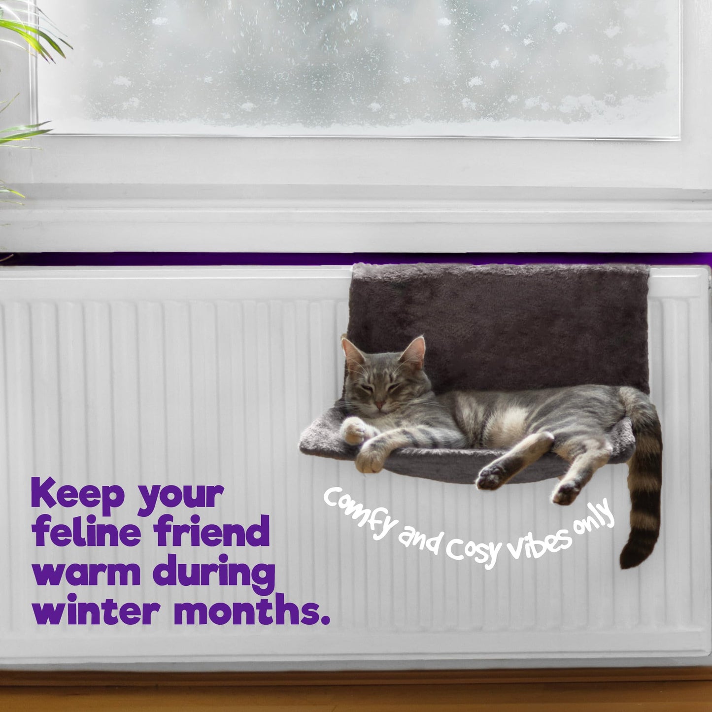 Trelsanopaws Warm & Cosy Radiator Bed for Cats & Dogs (Grey)
