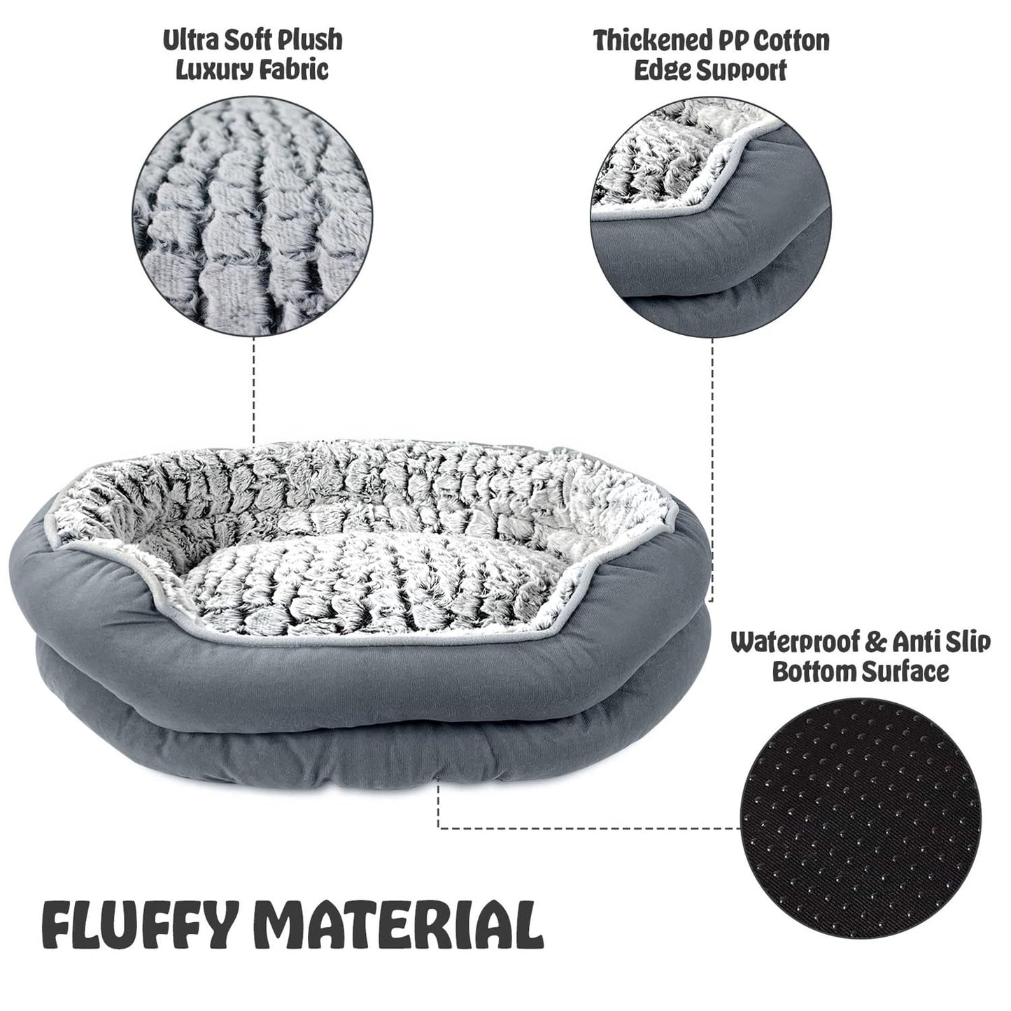 Trelsanopaws Calming Pet Bed - Soft Plush Anti-Anxiety Bed, Machine Washable (Medium)