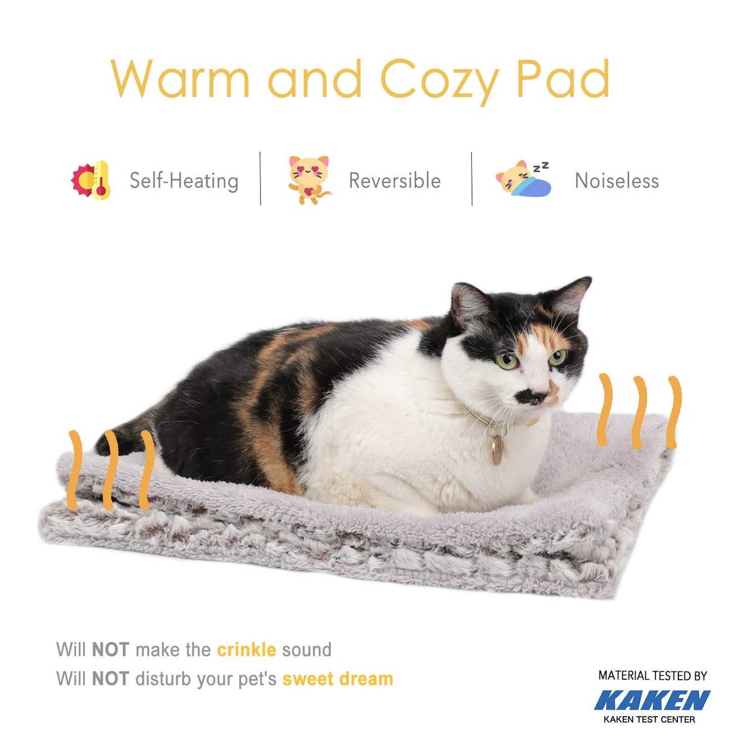 Trelsanopaws Self-Heating Cat Bed - Washable Electric-Free Thermal Blanket & Reversible Pet Mat (70 x 47 cm)