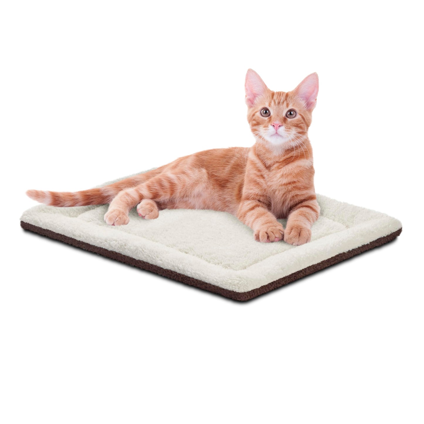 Trelsanopaws Self-Warming Pet Pad - Thermal Cat & Dog Bed Mat (53.3 x 43.18 cm, Oatmeal/Chocolate)