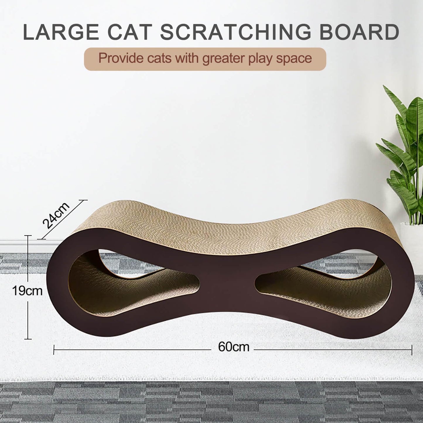 HIVOEL Cat Scratching Board, Cardboard Cat Scratchers, Durable Scratching Mat for Grinding Claws and Rest, Scratch Sofa for Indoor Cats, 60 x 24 x 19 cm