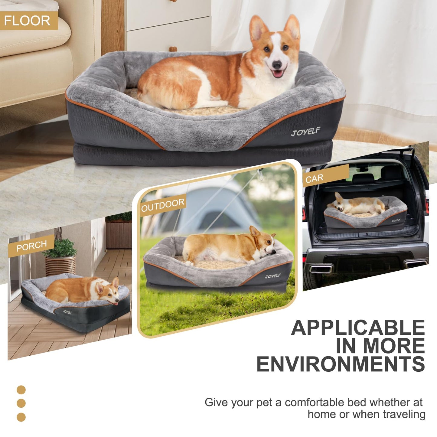 Trelsanopaws XLarge Memory Foam Orthopedic Dog Bed - Sofa with Removable Washable Cover & Squeaker Toy Gift