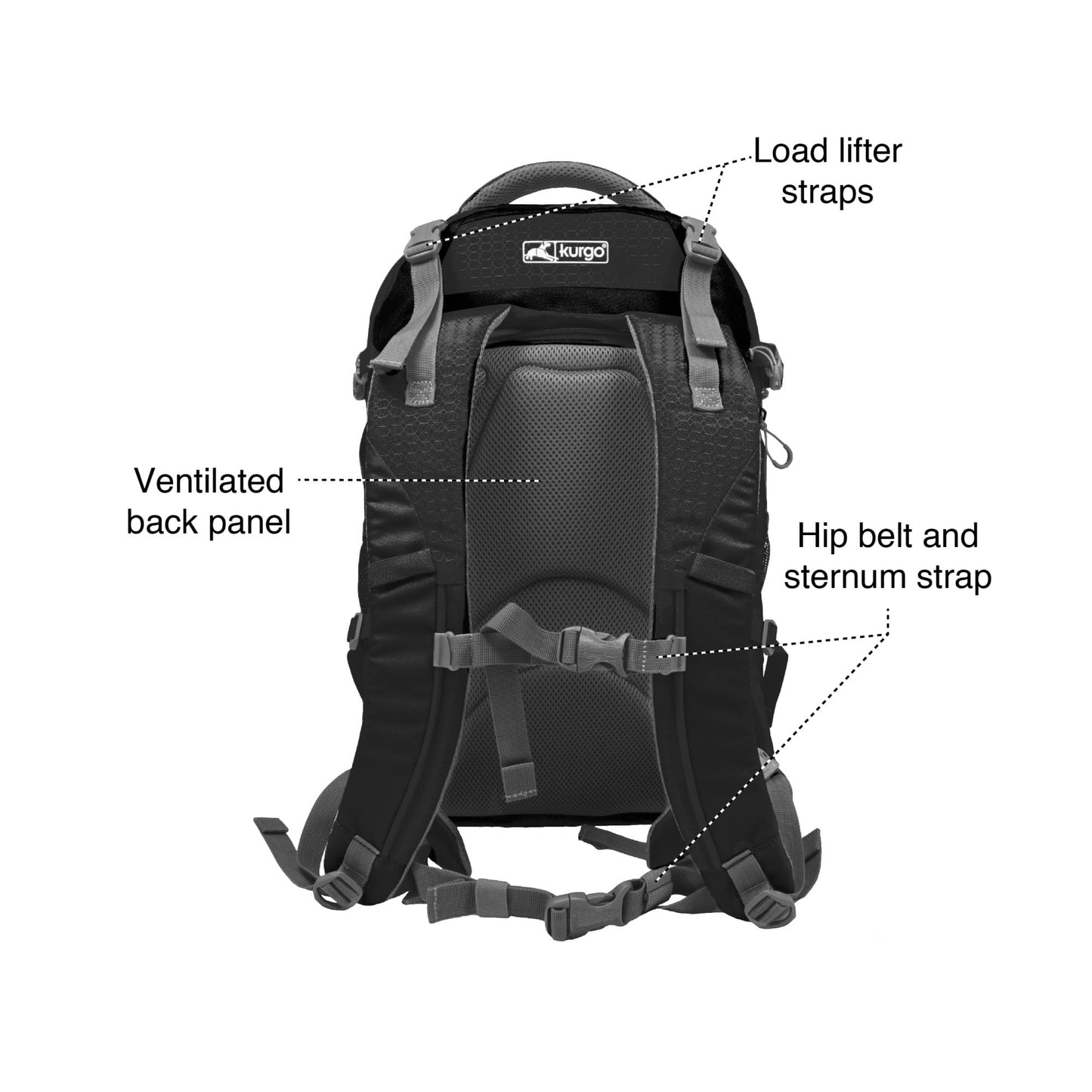 Kurgo G-Train K9 Pack, Carrier Backpack for Small Dogs and Cats, Ideal for Hiking or Travel, Waterproof Bottom, Black