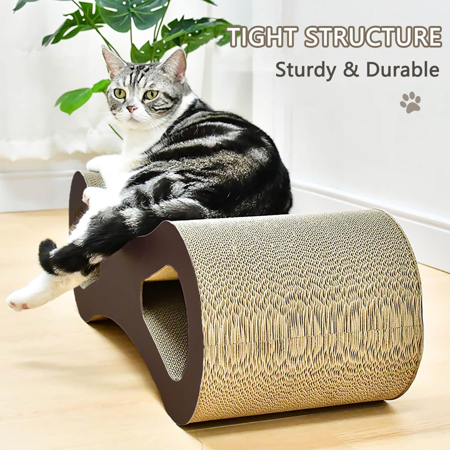 HIVOEL Cat Scratching Board, Cardboard Cat Scratchers, Durable Scratching Mat for Grinding Claws and Rest, Scratch Sofa for Indoor Cats, 60 x 24 x 19 cm