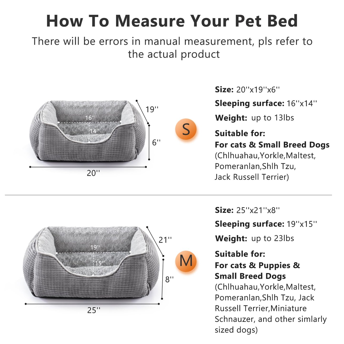 Trelsanopaws Medium Dog Bed - Orthopedic Calming Bed with Raised Edges & Non-Slip Bottom (63 x 53 x 21 cm, Grey)
