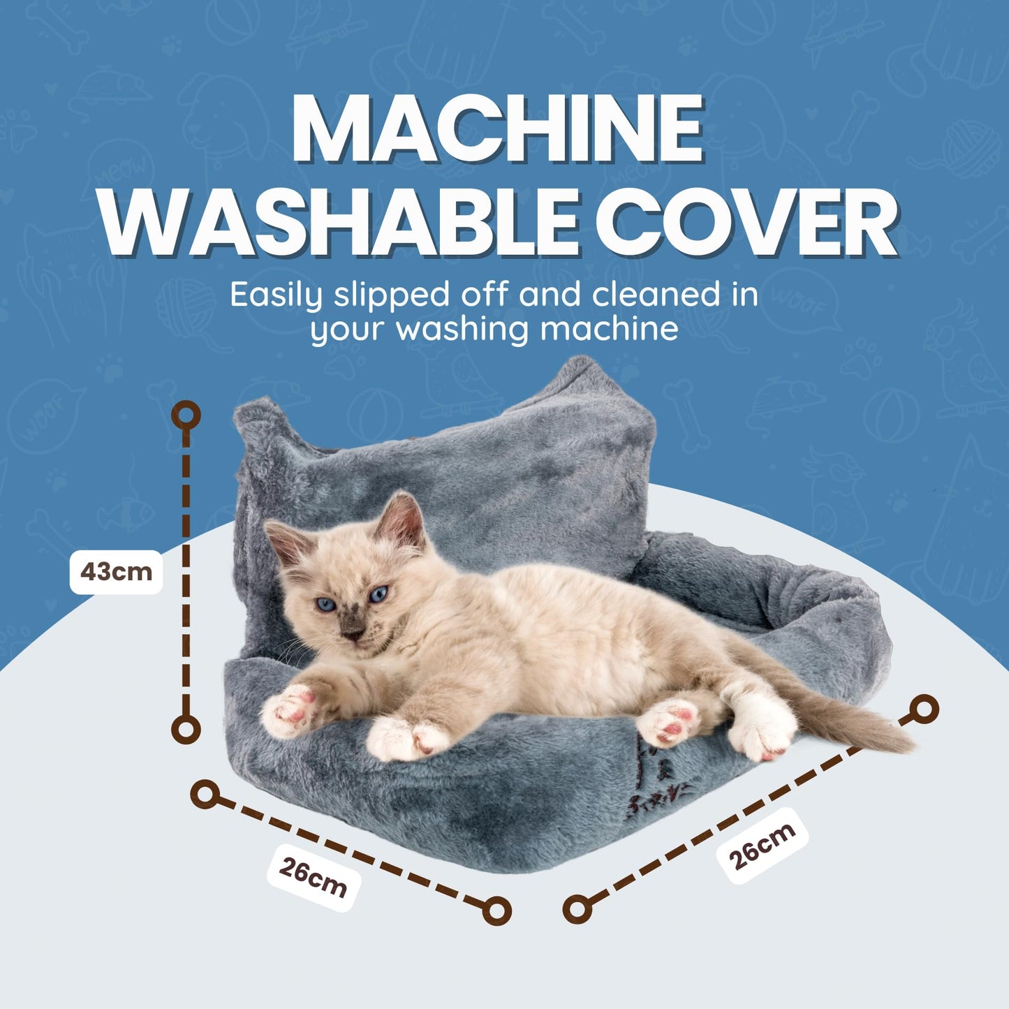 Trelsanopaws Cat Radiator Bed - Warm Fleece Hammock with Washable Cover for Indoor Cats (50 x 43 x 26 cm)