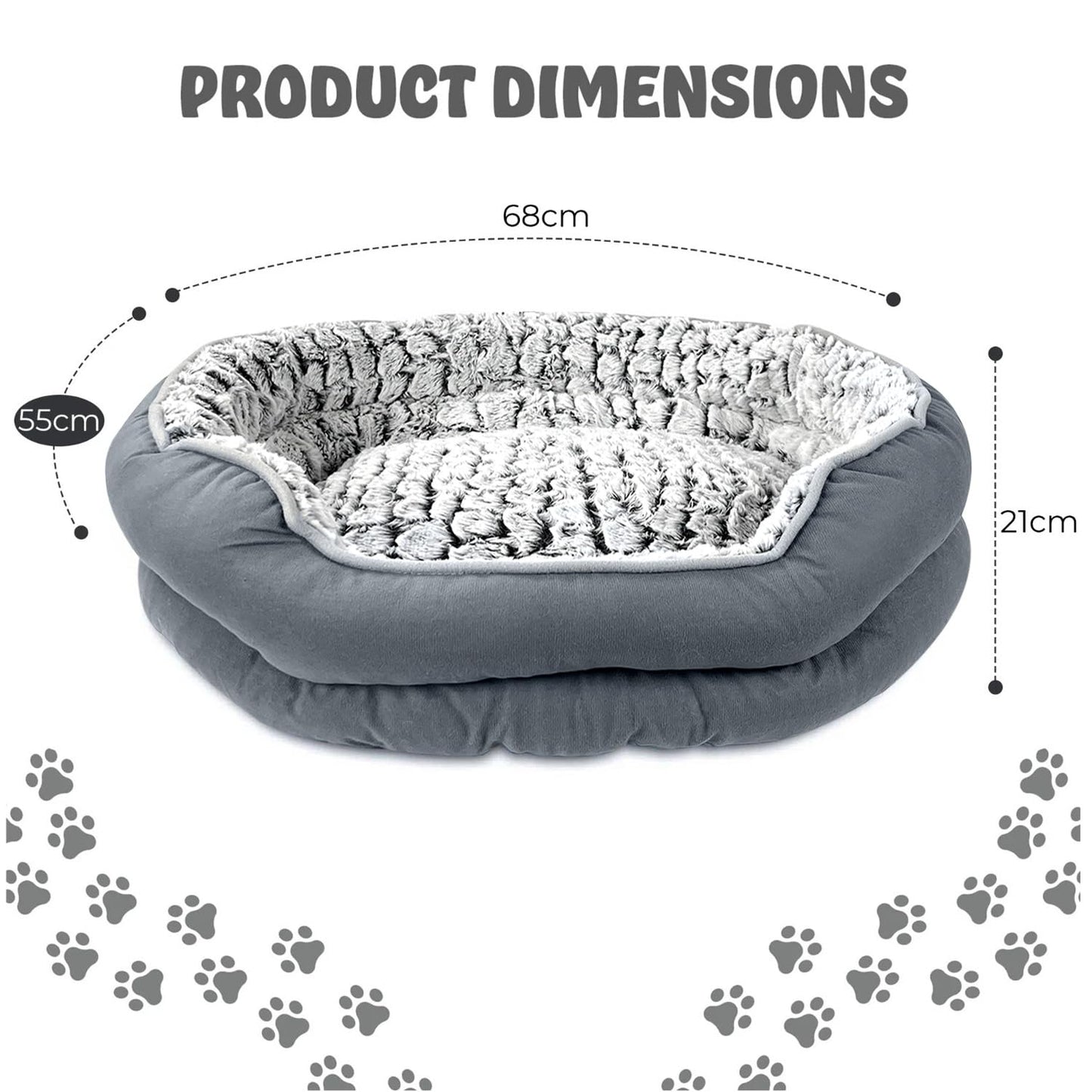 Trelsanopaws Calming Pet Bed - Soft Plush Anti-Anxiety Bed, Machine Washable (Medium)