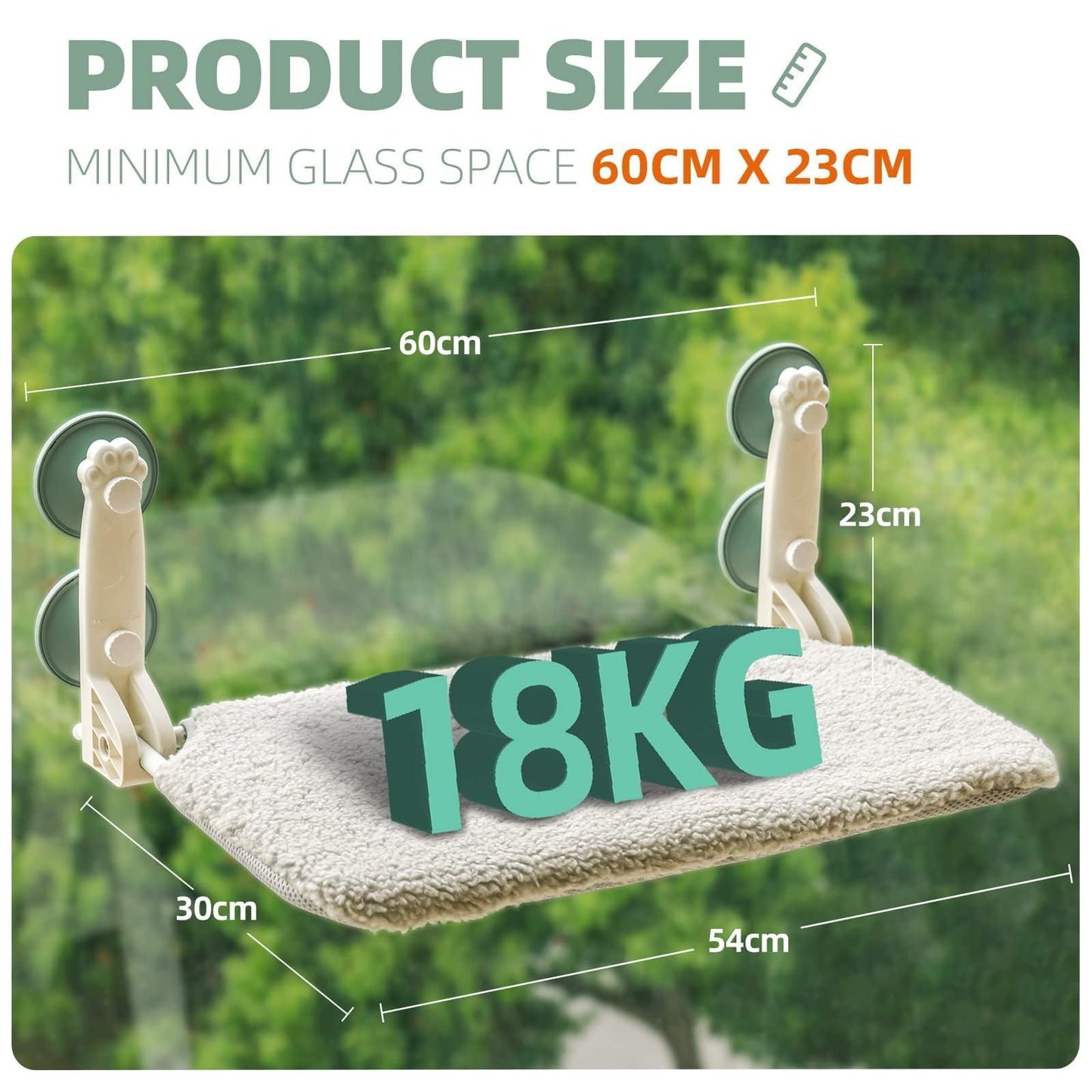 Trelsanopaws Cat Window Bed Hammock - Foldable Perch with Reversible Mat & Strong Suction Cups (54 x 30 cm, Grey)