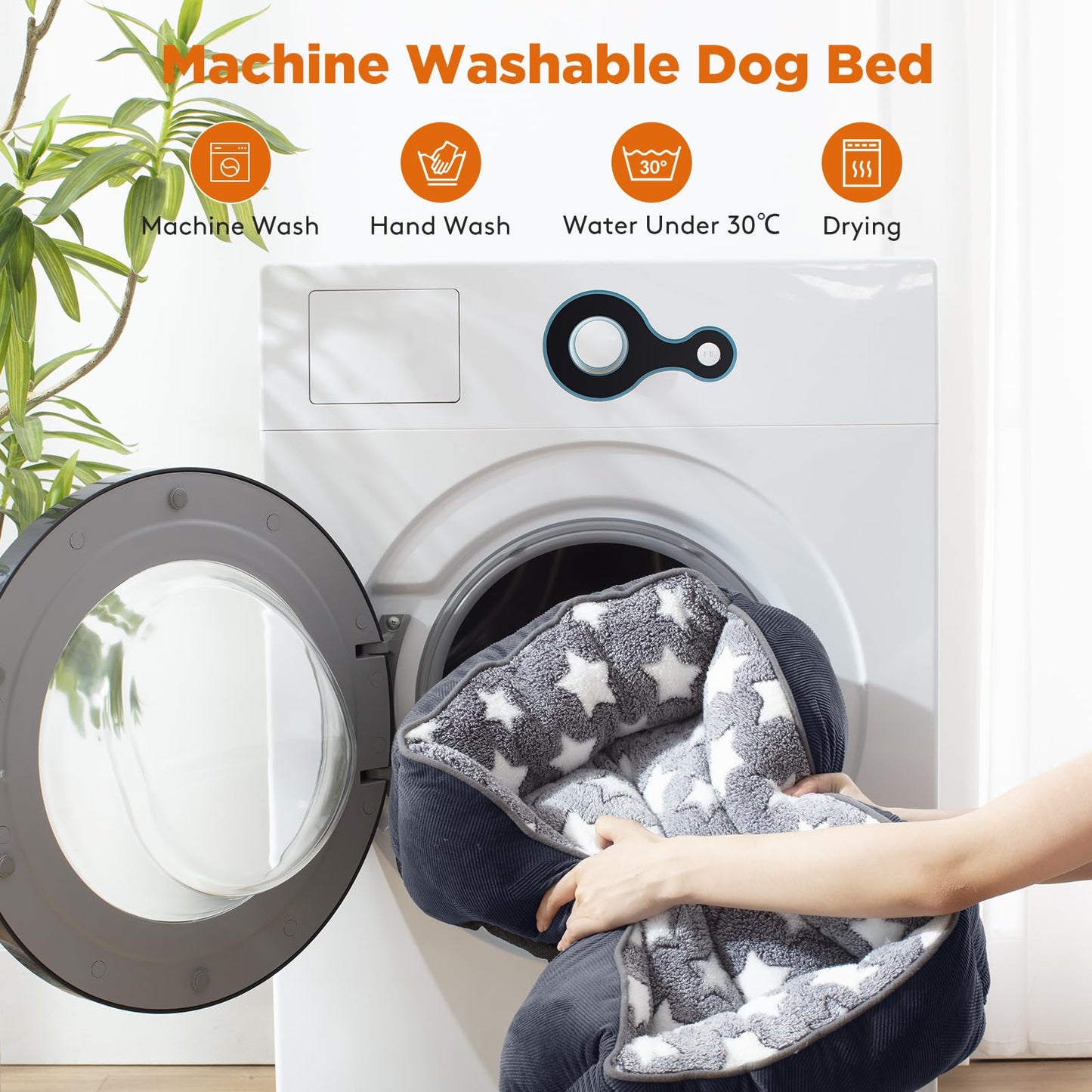 Trelsanopaws Medium Dog Bed - Super Soft Washable Pet Bed (64 x 53 cm, Grey) for Small to Large Dogs