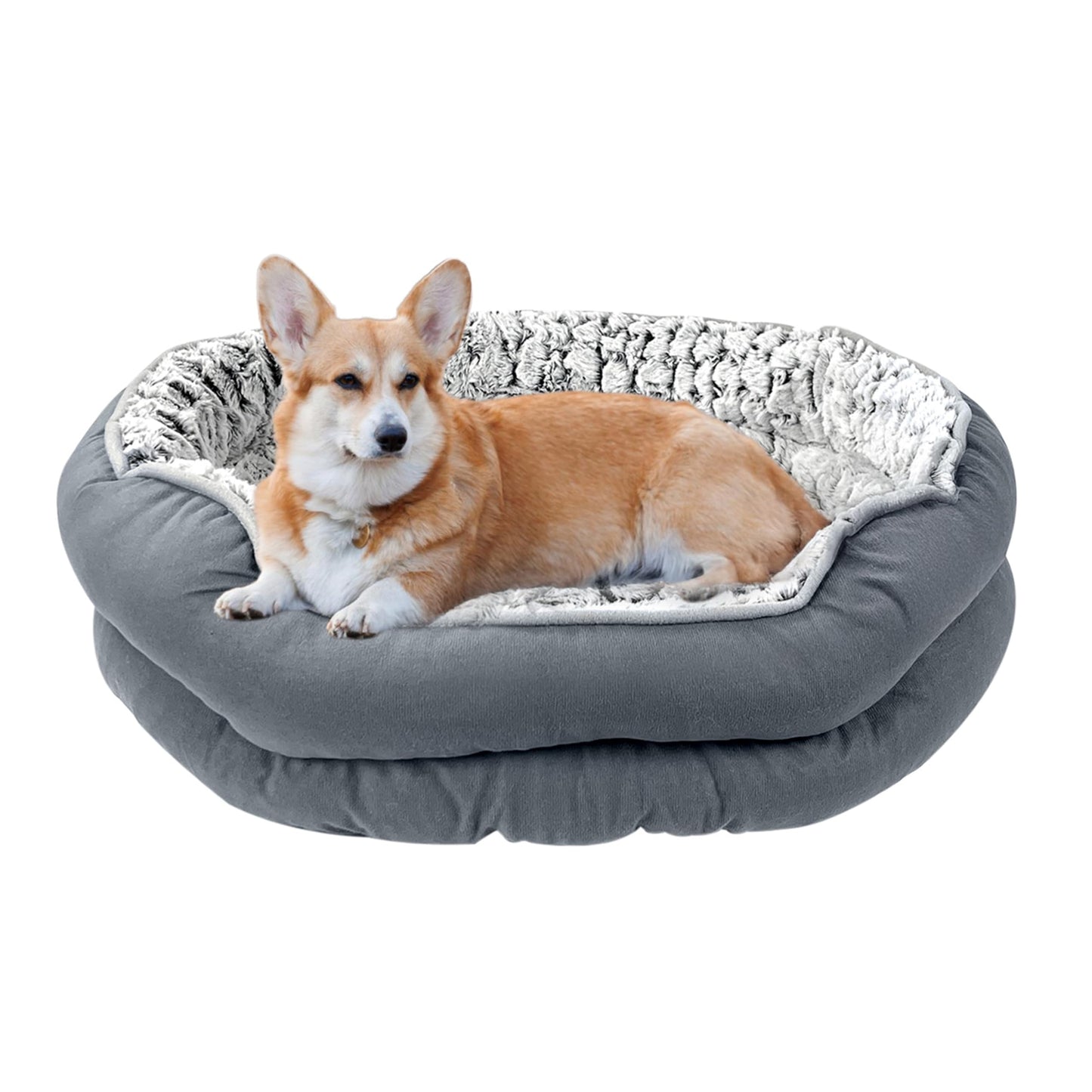Trelsanopaws Calming Pet Bed - Soft Plush Anti-Anxiety Bed, Machine Washable (Medium)