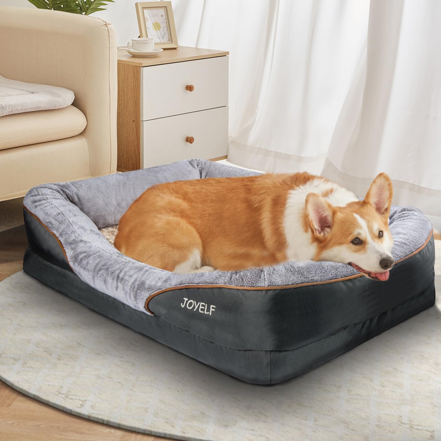 Trelsanopaws XLarge Memory Foam Orthopedic Dog Bed - Sofa with Removable Washable Cover & Squeaker Toy Gift