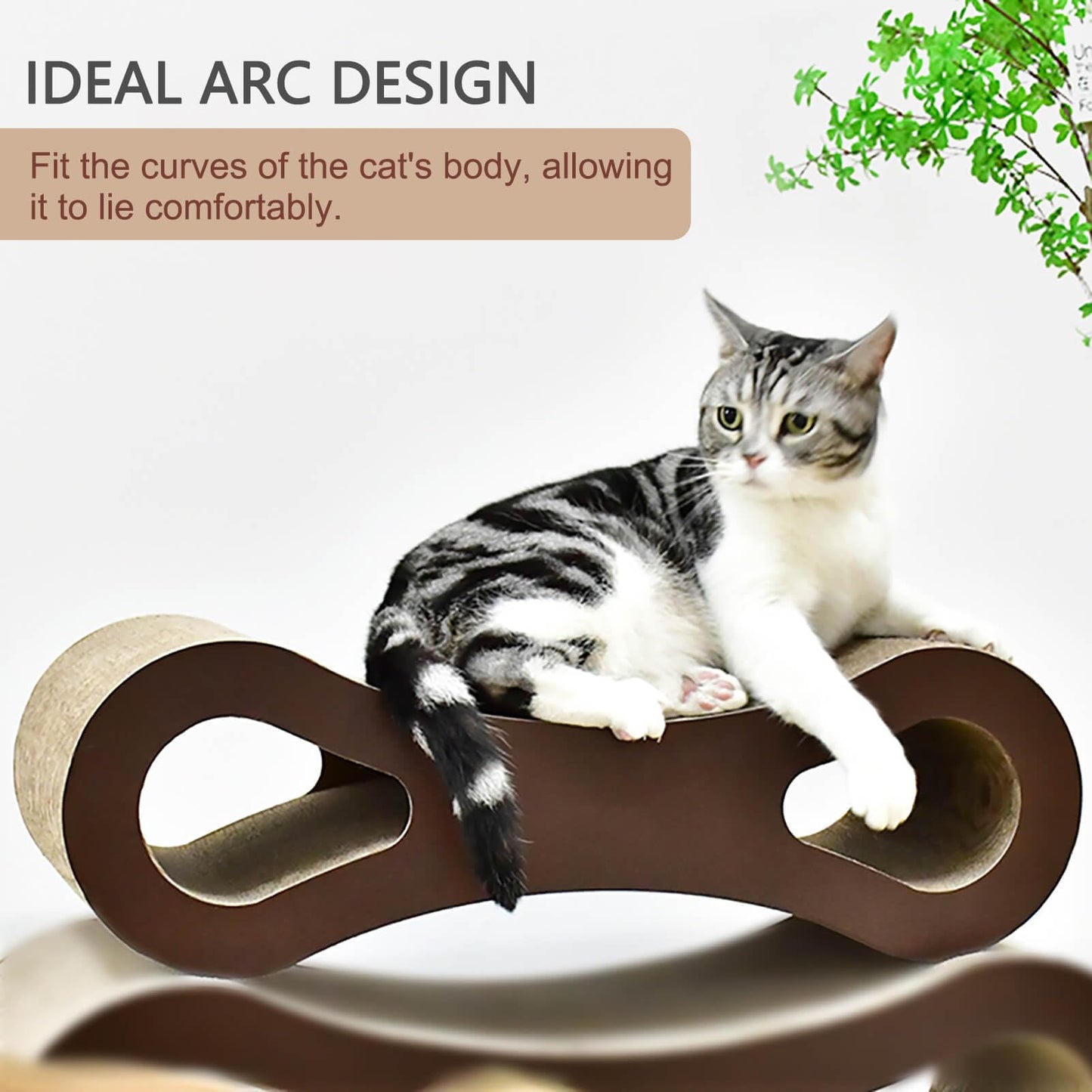HIVOEL Cat Scratching Board, Cardboard Cat Scratchers, Durable Scratching Mat for Grinding Claws and Rest, Scratch Sofa for Indoor Cats, 60 x 24 x 19 cm