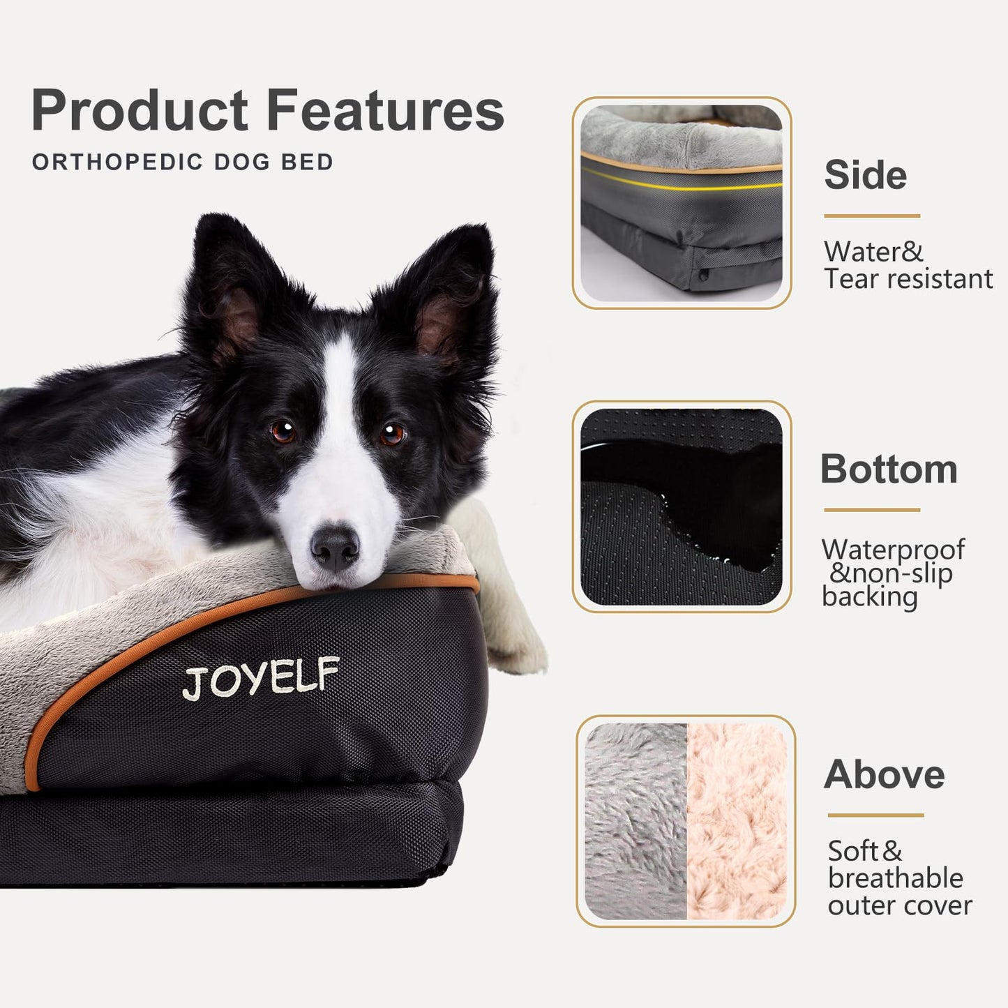 Trelsanopaws XLarge Memory Foam Orthopedic Dog Bed - Sofa with Removable Washable Cover & Squeaker Toy Gift