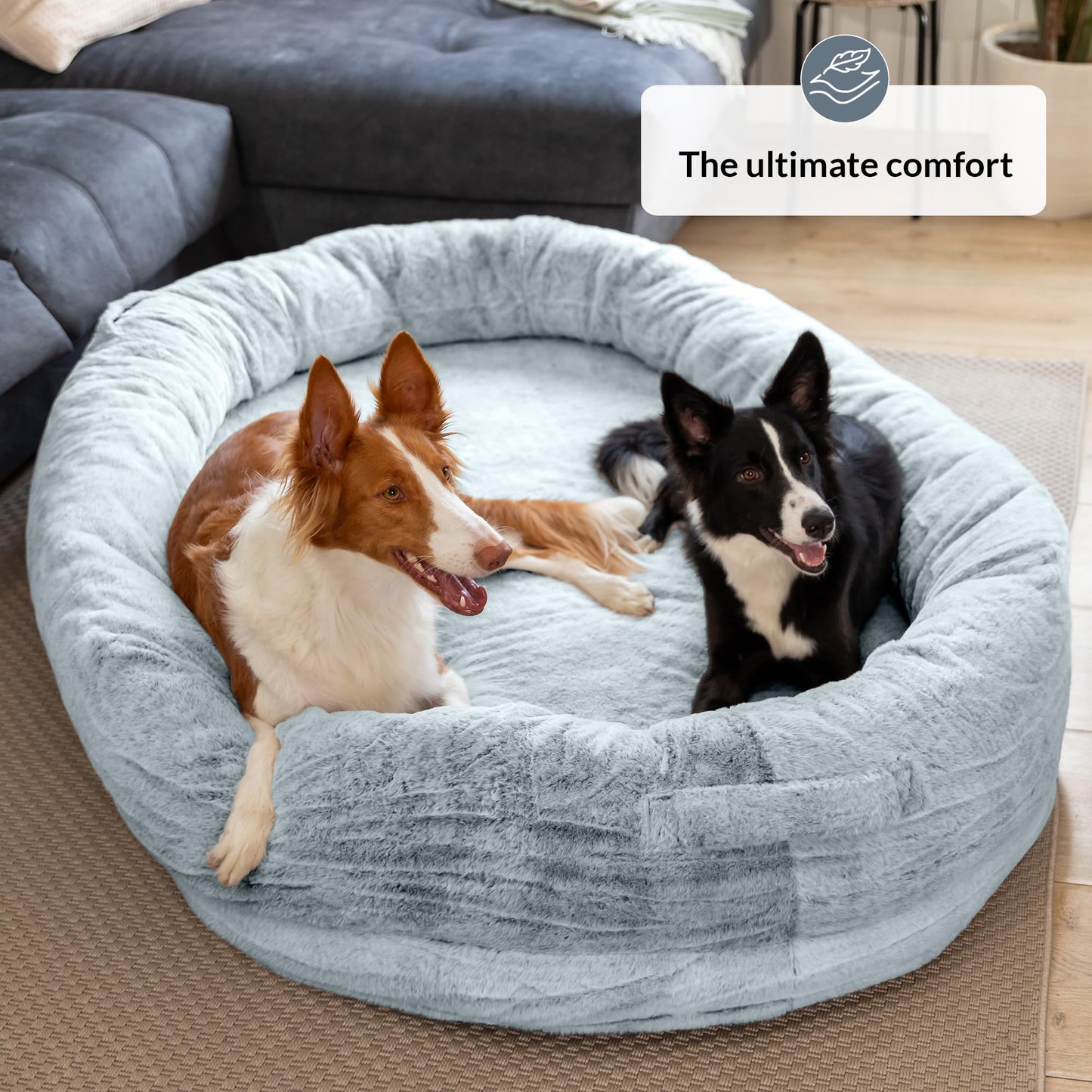 Trelsanopaws Human Dog Bed for Adults & Pets - Warm Beanbag Bed with Detachable Cover