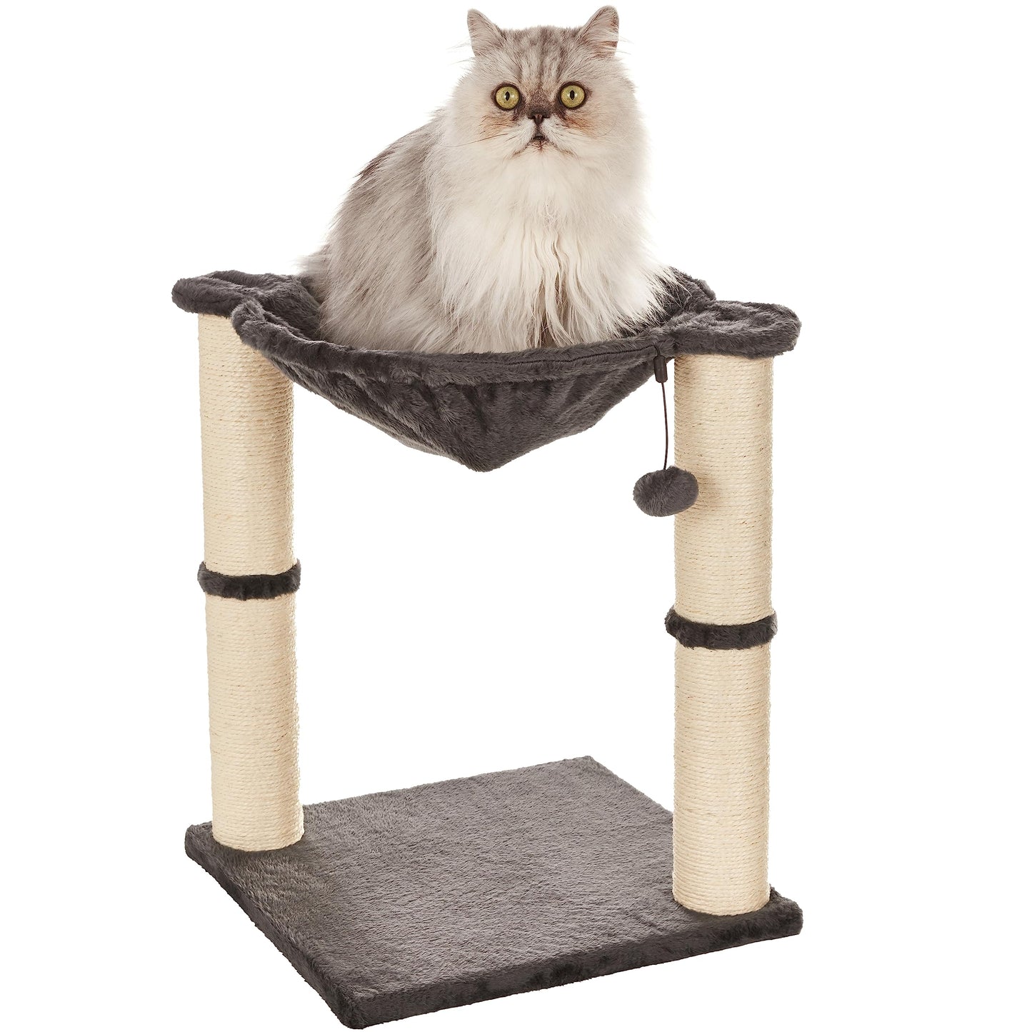 Trelsanopaws Cat Tree Tower - Scratching Post & Hammock Bed for Indoor Cats (16 x 20 x 16 inches, Grey)
