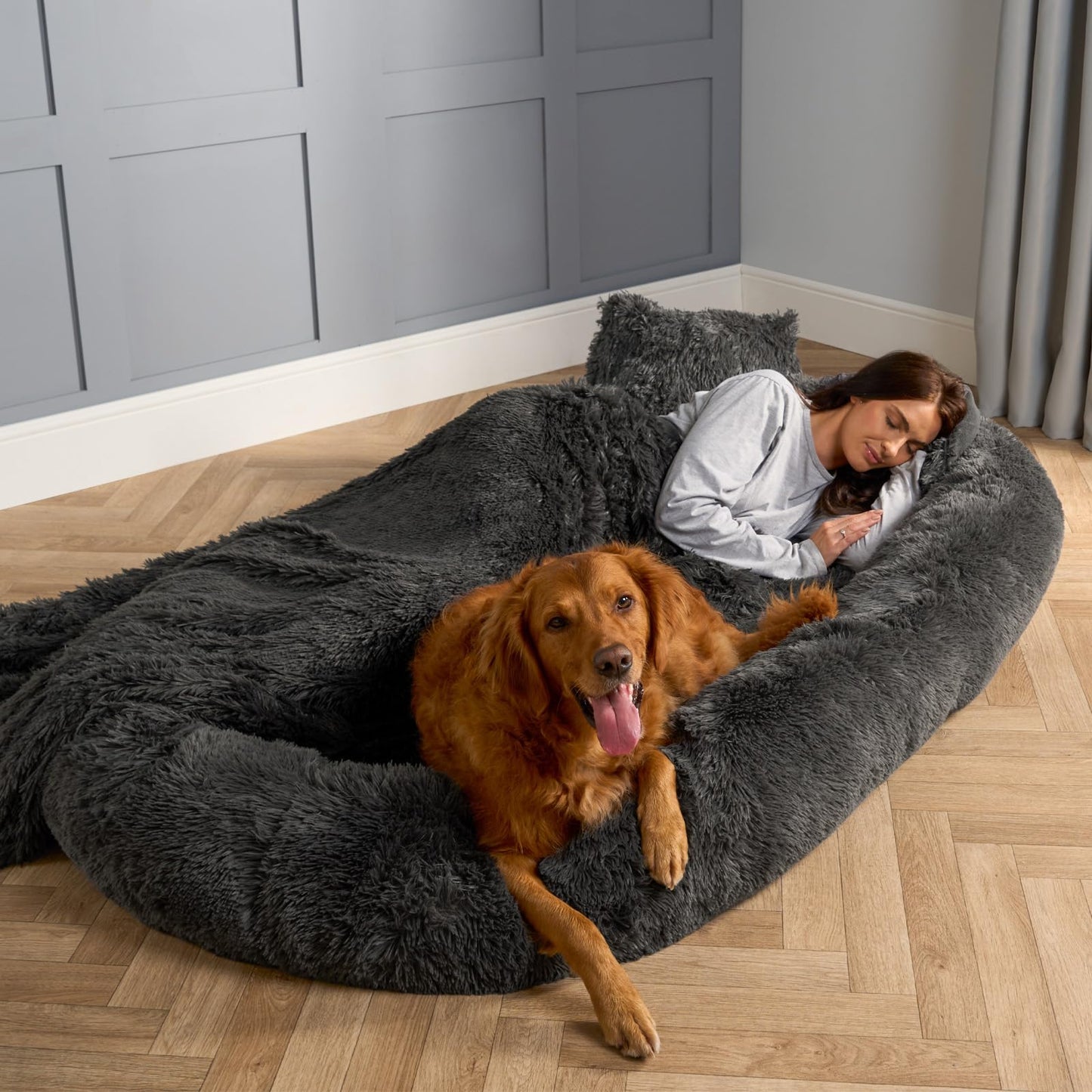 Trelsanopaws Human Dog Bed for Adults & Pets - Luxury Fluffy Giant Pet Bed, Machine Washable