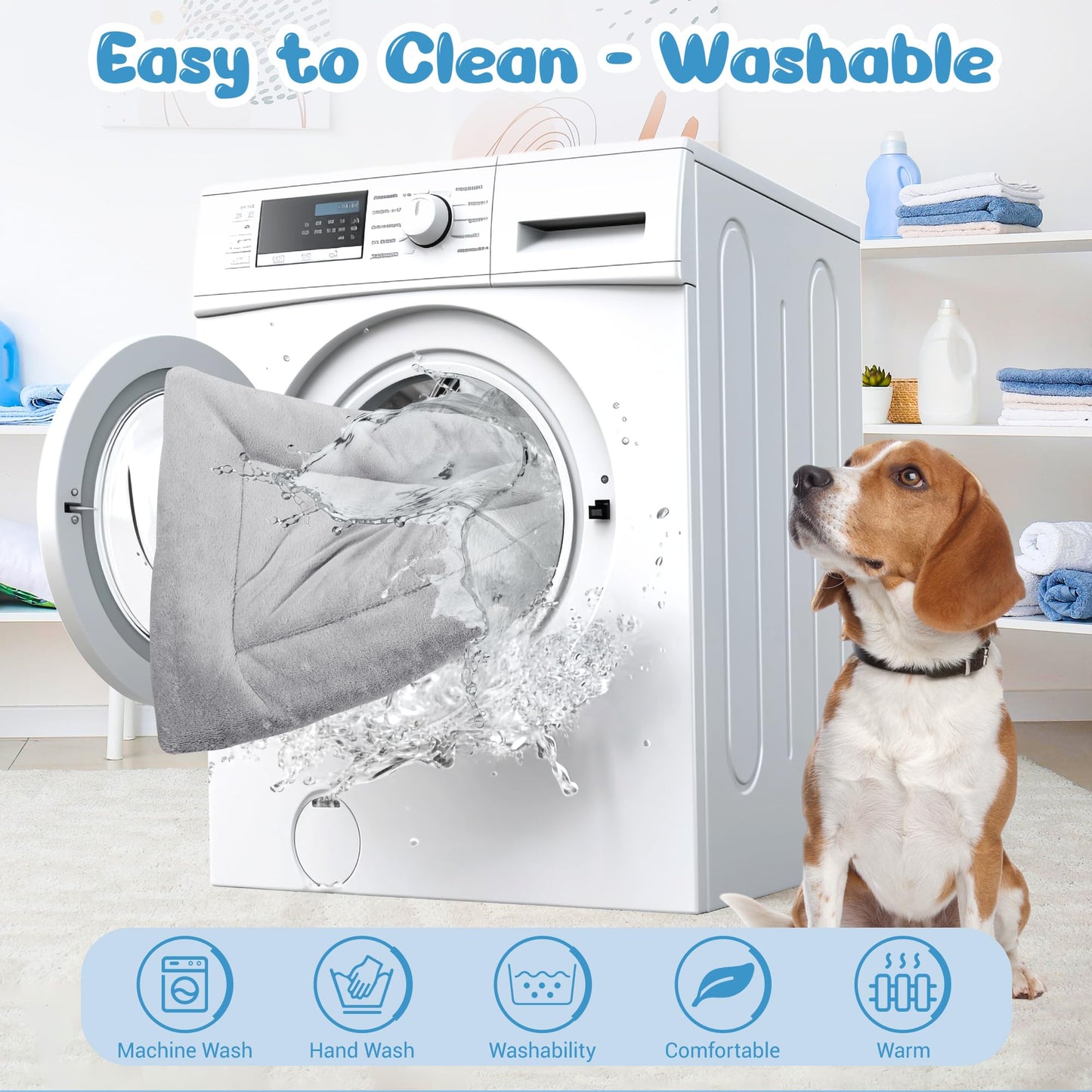 Trelsanopaws Large Dog Bed - Washable Cushion Mattress for Medium & Large Dogs (90 x 60 cm, Grey)
