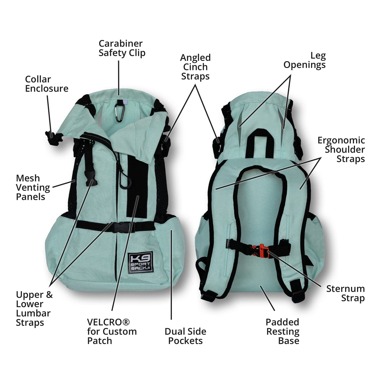 K9 Sport Sack | Dog Carrier Backpack for Small and Medium Pets | Front Facing Adjustable Dog Backpack Carrier | Fully Ventilated | Veterinarian Approved (Small, Air - Summer Mint)
