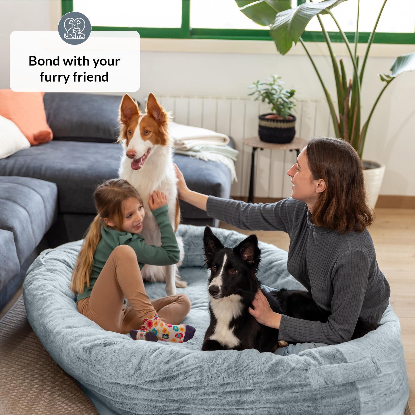 Trelsanopaws Human Dog Bed for Adults & Pets - Warm Beanbag Bed with Detachable Cover