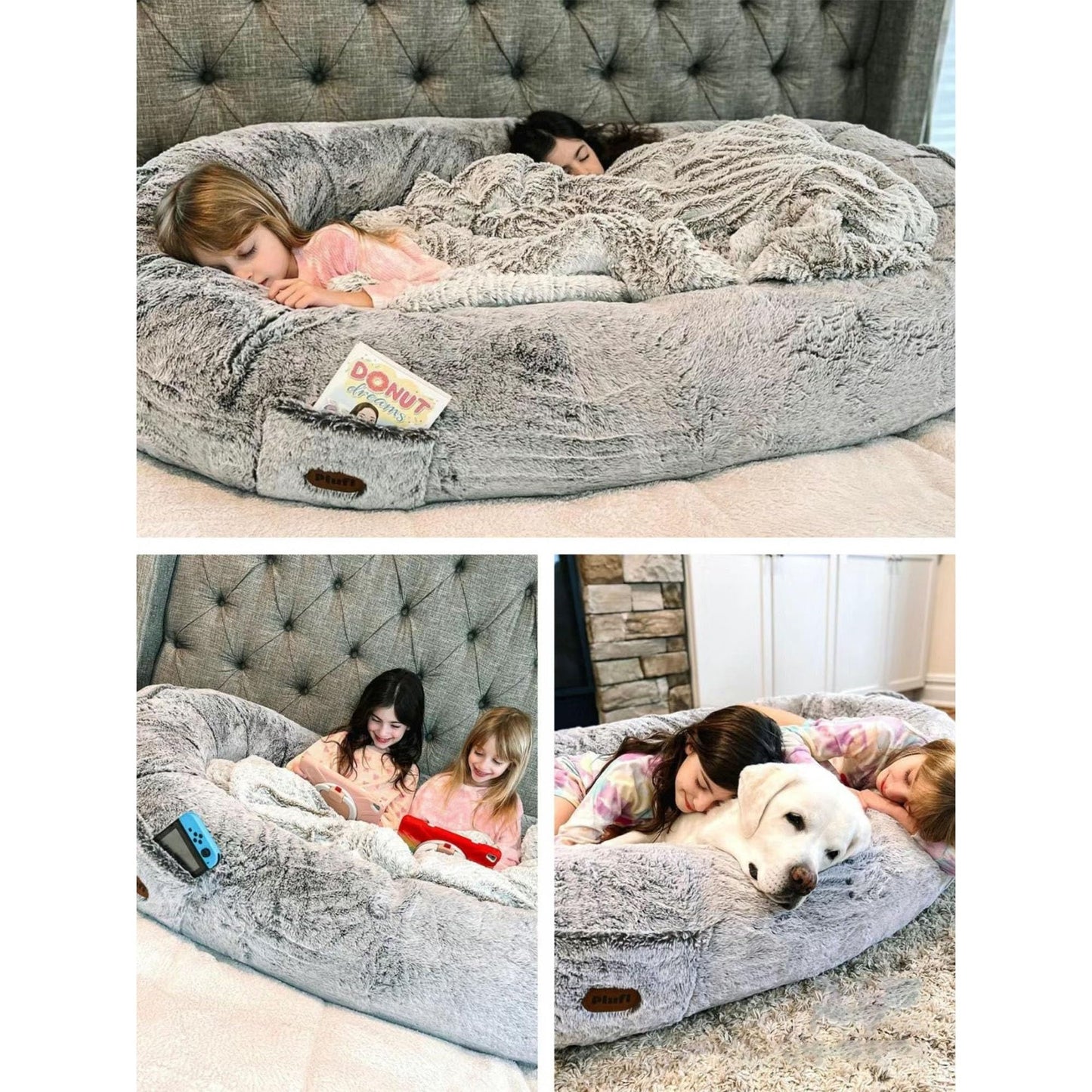 Trelsanopaws Extra Large Human Dog Bed - Fluffy Beanbag with Waterproof Washable Faux Fur for Giant Dogs & Adults